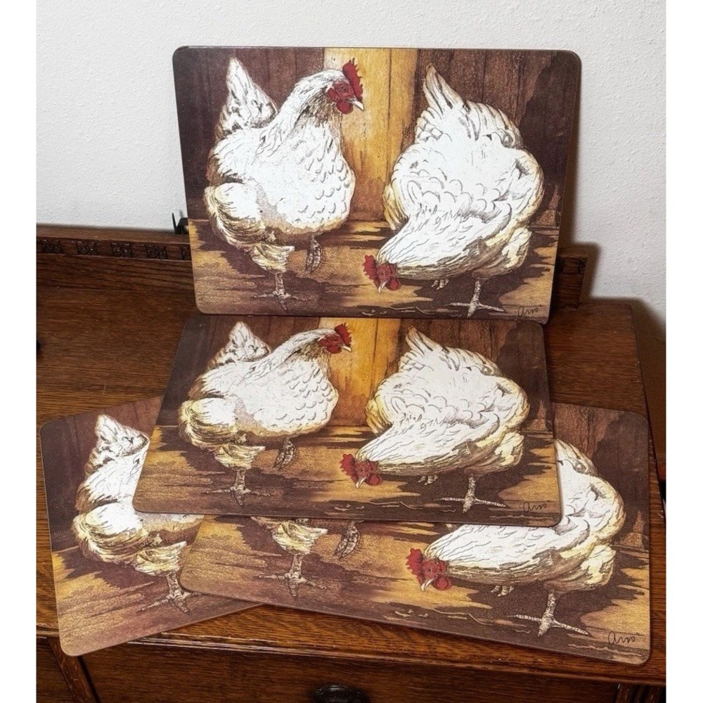 Farmhouse Chicken Hen Cork Backed Placemats Set of (4)15.75" x 11.5"